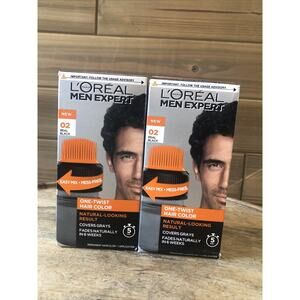 (2) L'Oreal MEN EXPERT One Twist Hair Color Dye #02 Real Black New